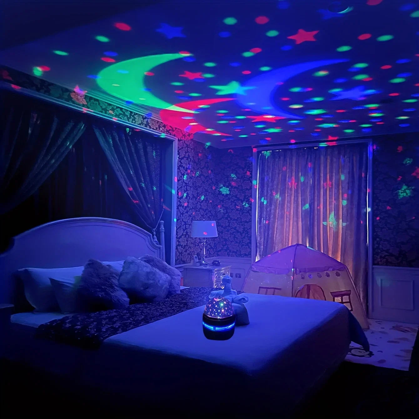 Lampes de Nuit LED Ciel Étoilé Projecteur USB Lampe Boule Magique Lune Étoile Lumières de Noël Décorations d'Ambière pour Chambre à Coucher