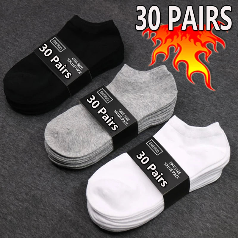 10/20/30Pairs Socks Men Women Boat Socks Thin Breathable Comfy Sweat-absorbing Ankle Socks Unisex Casual Plain Color Short Socks