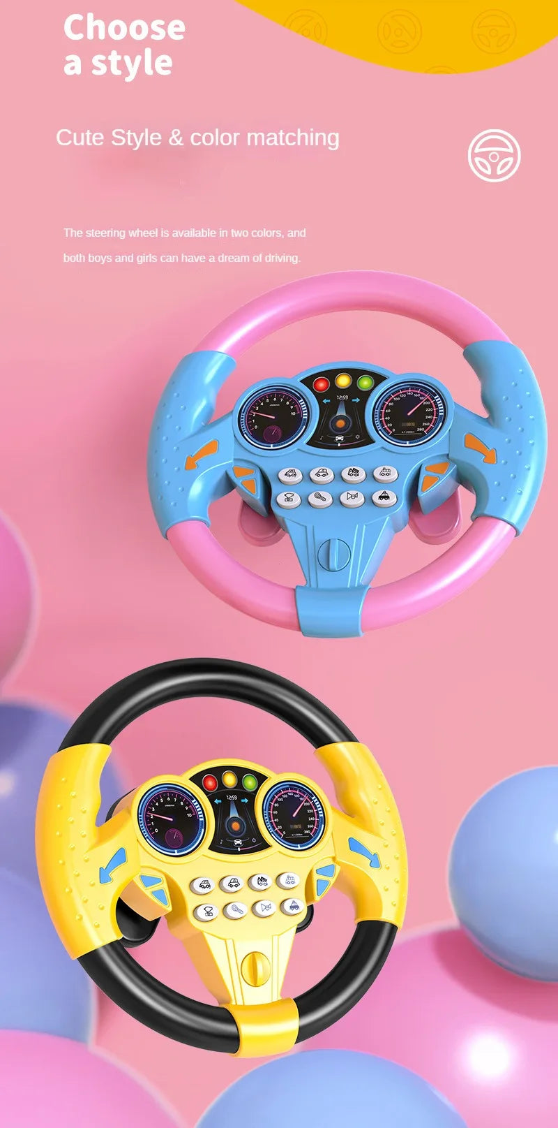 Kleinkind Glänzende Simulation Lenkrad Spielzeug Kinder Spielzeug Früherziehung Beifahrer Kinderwagen Lenkrad Sprachspielzeug