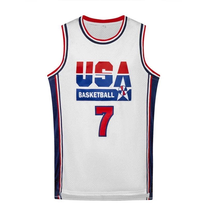 Maillot de basketball respirant pour homme, col rond, sans manches, uniforme d'entraînement pour garçons, t-shirt d'équipe, nouveau design, hauts USA