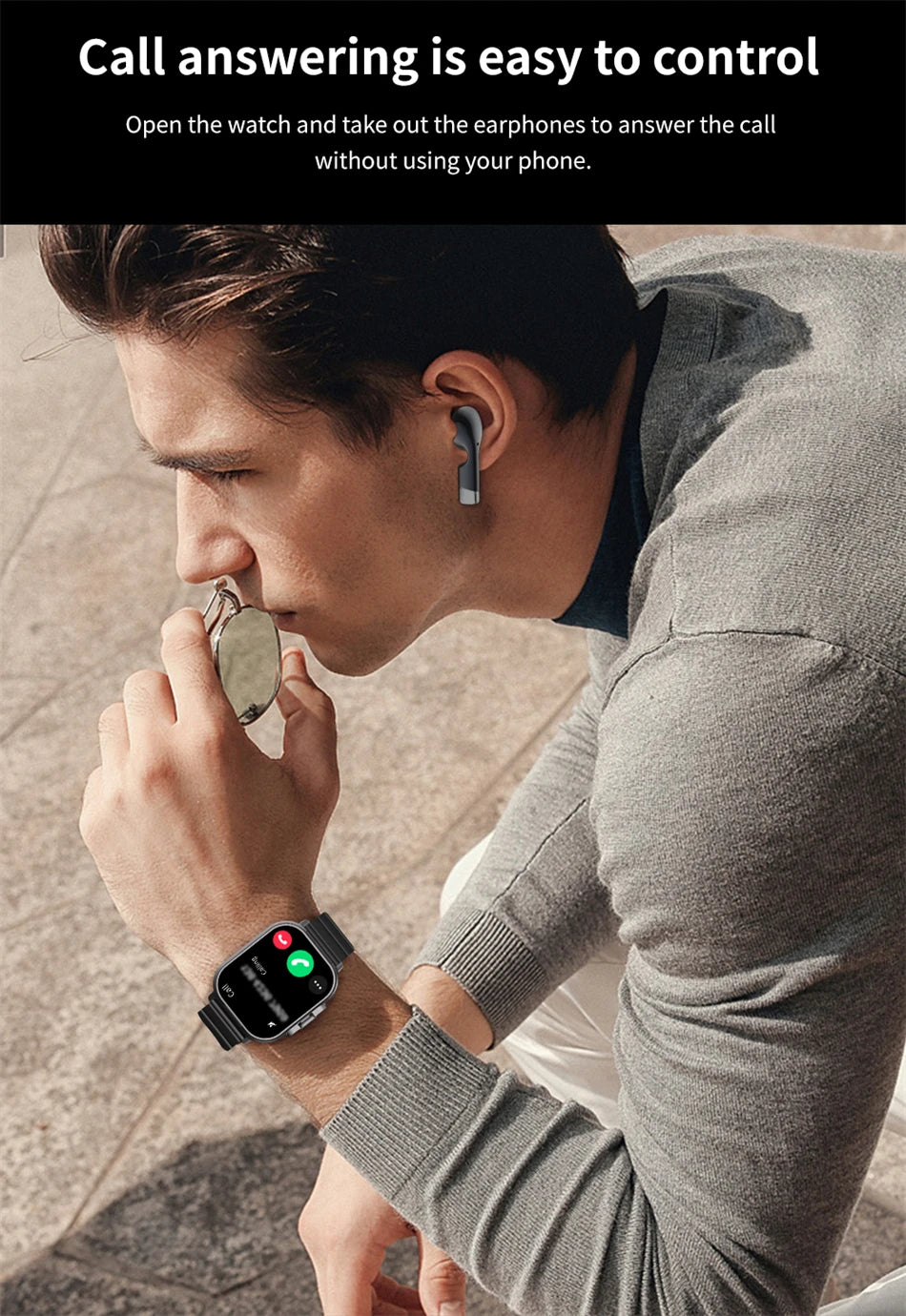 Montre connectée TWS 2 en 1 avec écouteurs, montre de sport, oreillette Bluetooth, montre d'appel, moniteur de santé pour hommes, NFC, montre intelligente pour femmes, écouteurs