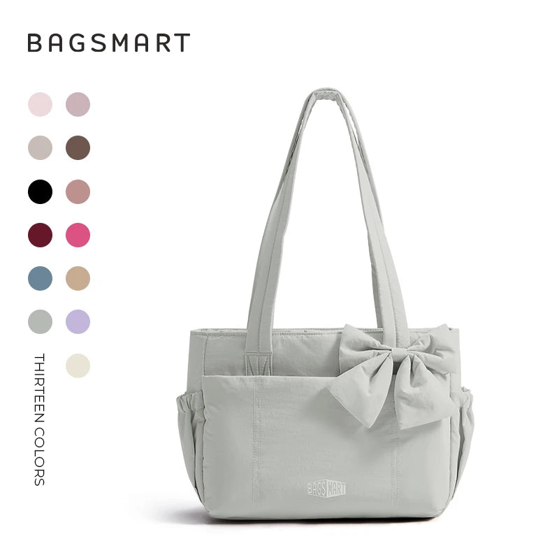 BAGSMART Sac fourre-tout trois tailles avec plusieurs poches, sac à main gonflé, sac à bandoulière décontracté, sac fourre-tout grande capacité