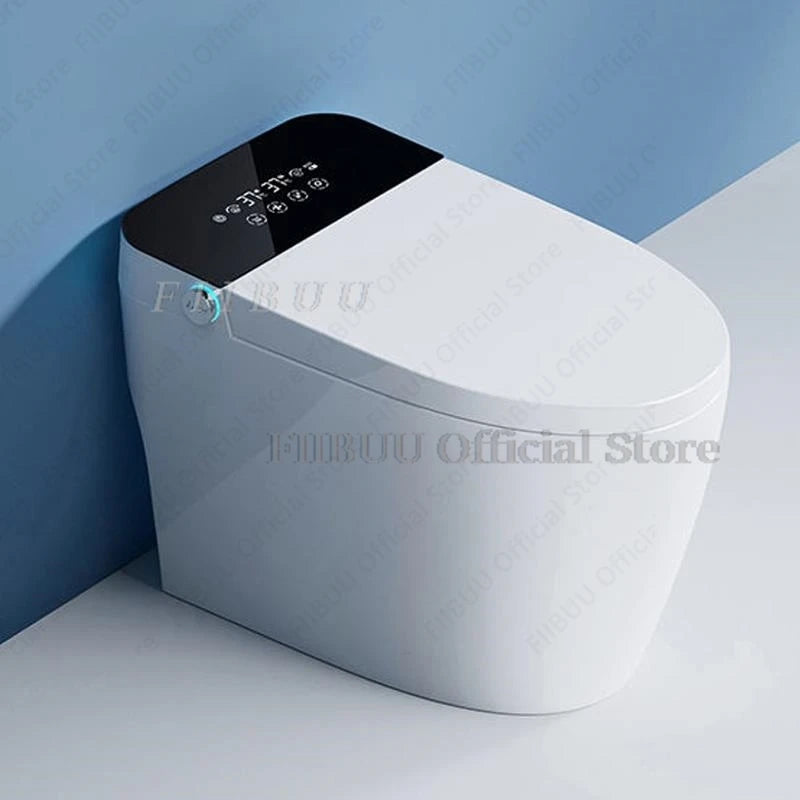Luxuriöses Smart-WC mit integriertem Wassertank, beheiztem Sitz, verlängerter Toilettenschüssel, Verdunklungs-Spülung, Nachtlicht und integriertem Bidet-Sitz