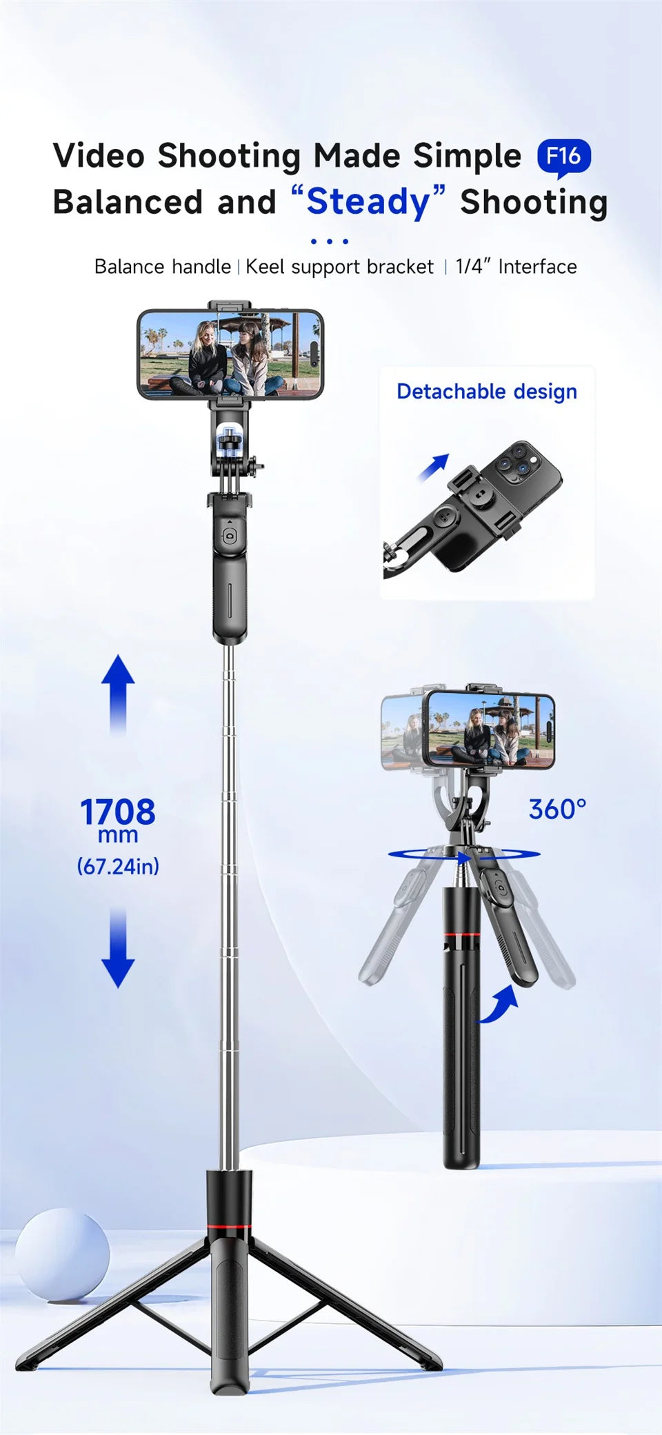 FGCLSY Telescopic Selfie Stick Tripod Monopod Stand Mobile Phone Support Wireless Gimbal Stabilizer For iPhone Android Holder