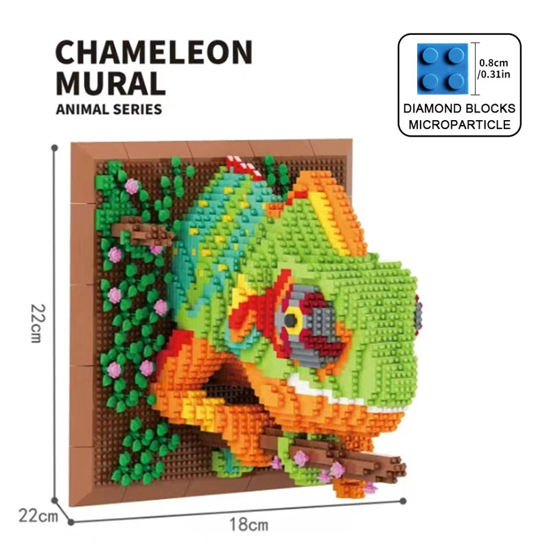 Blocs de construction 3D Tête de monstre de requin Murale Blocs de construction muraux DIY Pendentif animal Décoration murale Sculpture à suspendre Décoration d'intérieur Jouets Cadeau