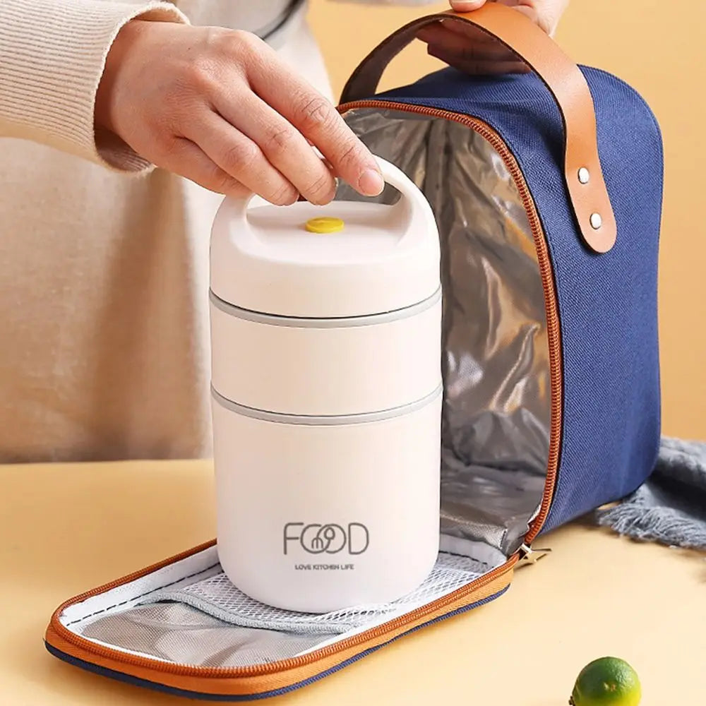 304 Edelstahl Vakuum Thermo Brotdose Speisewärmer Suppenbecher Thermobehälter Bento Box Isolierte Lunchtasche für Studenten