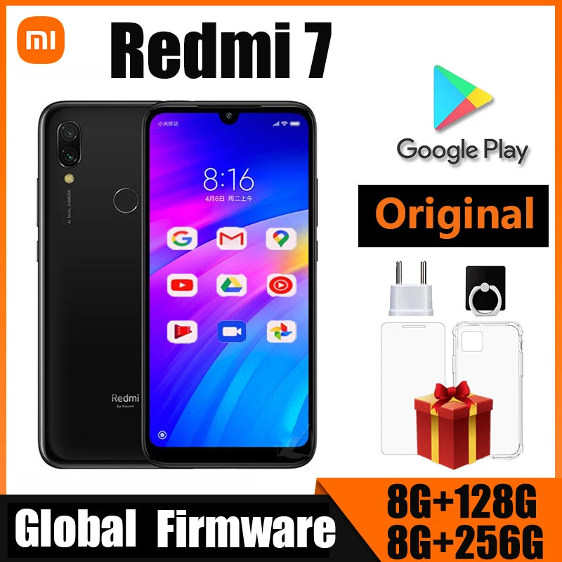 Xiaomi Redmi 7 Handy mit Handyhülle, Dual-SIM-Steckplatz Handy Android Dual-Kamera gebrauchtes Handy