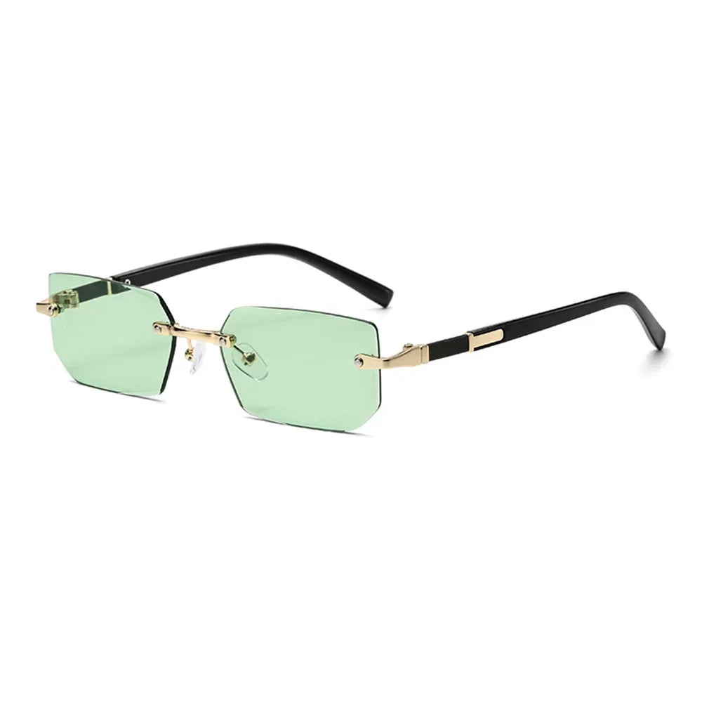 Randlose Sonnenbrille Rechteckig, Unisex Frameless Eyewear Designer Fashion Vintage Square Shade Y2k Sonnenbrille