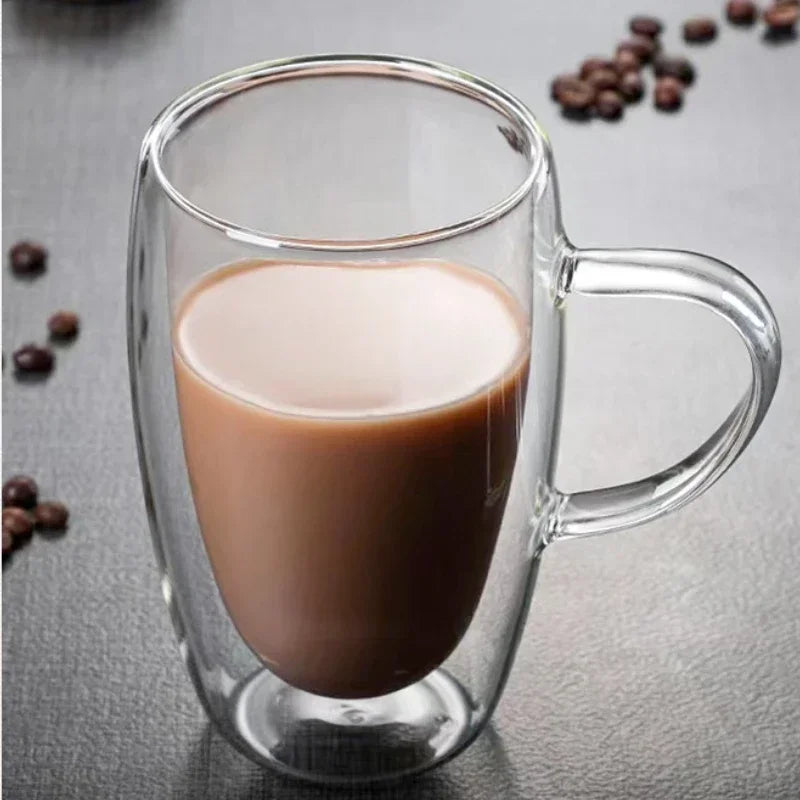 150/250/350/450ml Double Wall Coffee Mugs High Borosilicate Glass Heat Resistant Milk Juice Water Cup Espresso Shot Glasses
