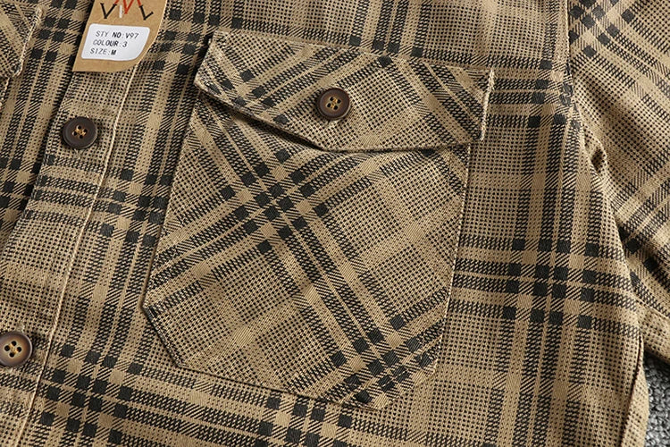 Fashionable Checked Cotton Shirt for Men, Ideal for Autumn Casual Wear, Washable Thin Jacket