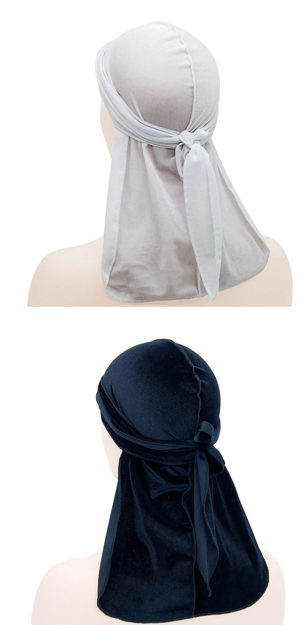 Nouveaux Durags en Velours Casquettes Longue Queue Chapeau Turban Respirant Bandeau Élastique Réglable Accessoires pour Cheveux