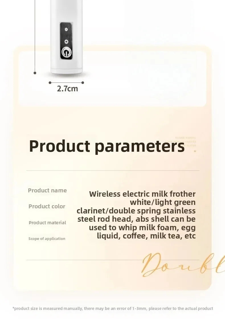 Mousseur à lait sans fil électrique Type-C Mixeur portatif en acier inoxydable Mini fouet pour café Cappuccino Crème