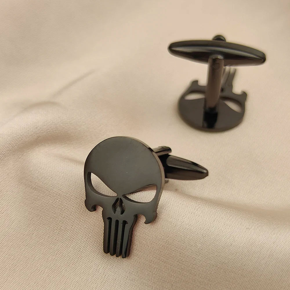 Manschettenknöpfe aus Edelstahl mit Totenkopf Vintage Personalisiertes Design Schmuck Skelett Manschettenknöpfe Party Hemd Ärmelknöpfe