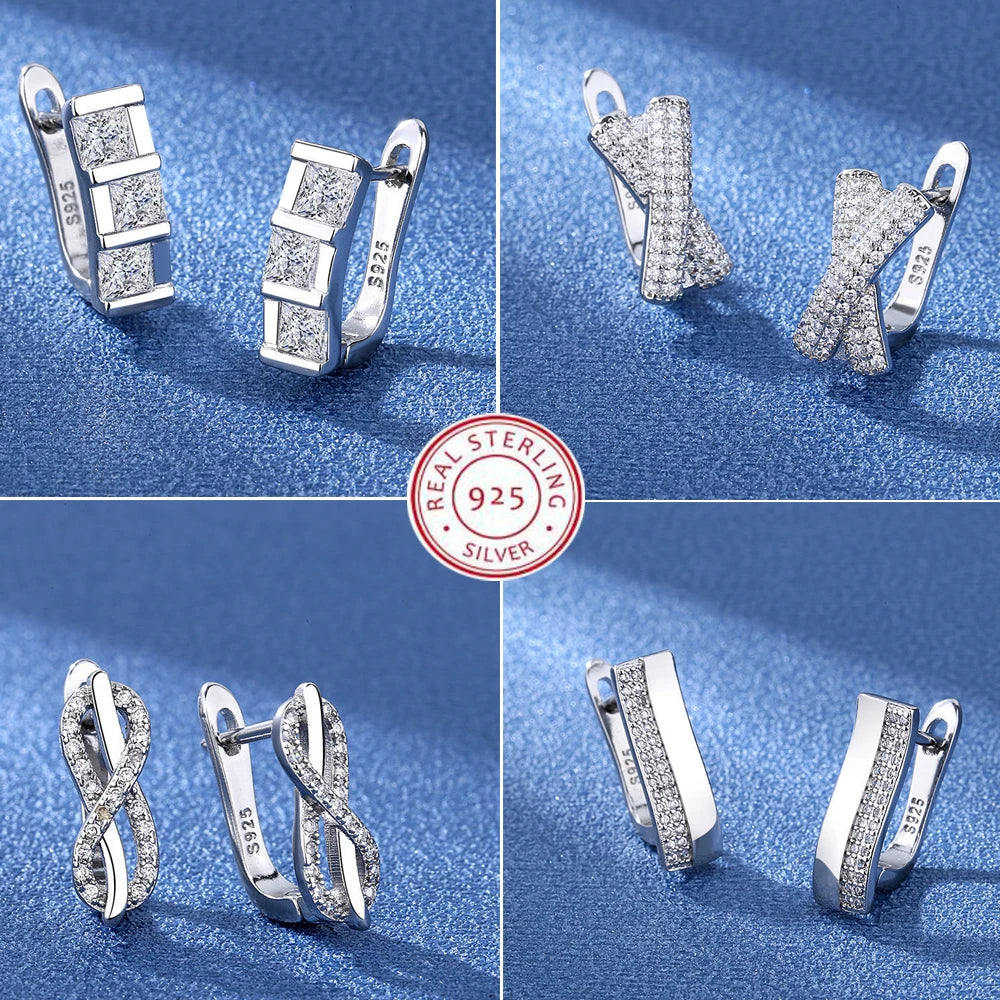 Ohrringe aus 925er Sterlingsilber, Schmuck, hochwertige Retro-Ohrringe mit einfachem Muster, lila-weiße Zirkon-Ohrringe, Bestseller