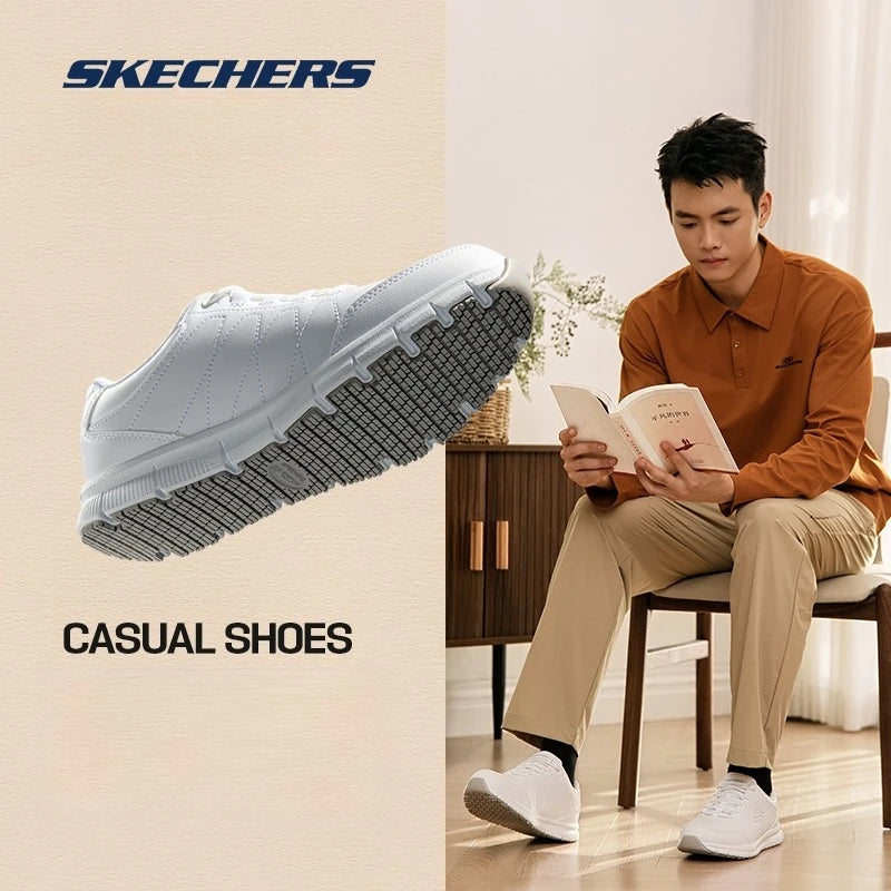 Skechers Chaussures Décontractées pour Hommes en Cuir, Baskets à Semelle Souple, Légères, pour la Course, l'Athlétisme, le Jogging et la Marche
