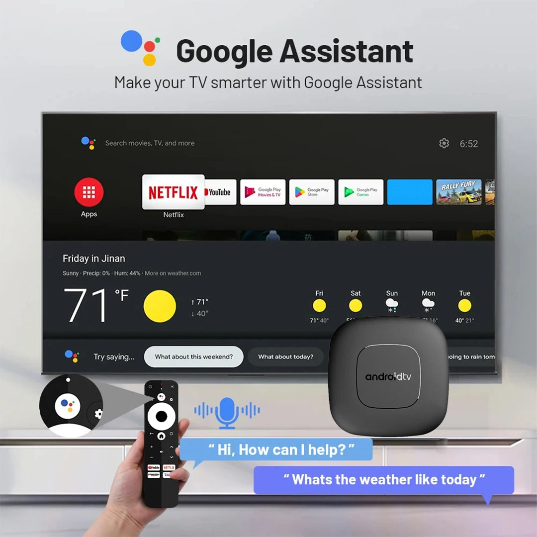 Smart TV Box 8GB 128GB Android 14 ATV Allwinner H313 Google Assistant 8K Video 4k HDR10 Media Player T1 Very Fast Set Top Box
