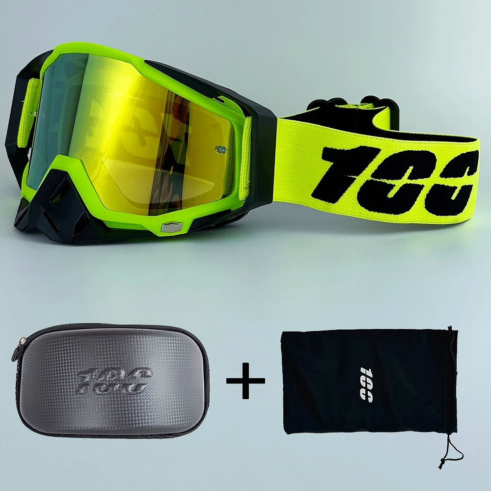 100 Masques de Motocross Lentille HD Homme Lunettes de Moto Lunettes de Protection Femme Moto MX VTT Lunettes de Soleil Accessoires Vélo Tout Terrain