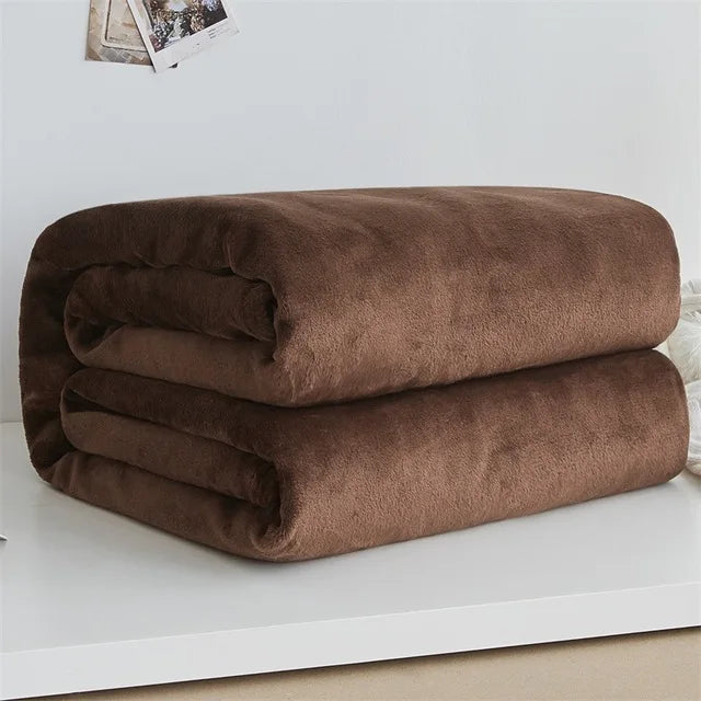 Couvertures en flanelle polaire corail 230 g/m² pour lits, couleur unie bleue rose, douce, chaude et fine, couvre-lit, housse de canapé, couverture plaid en fausse fourrure.