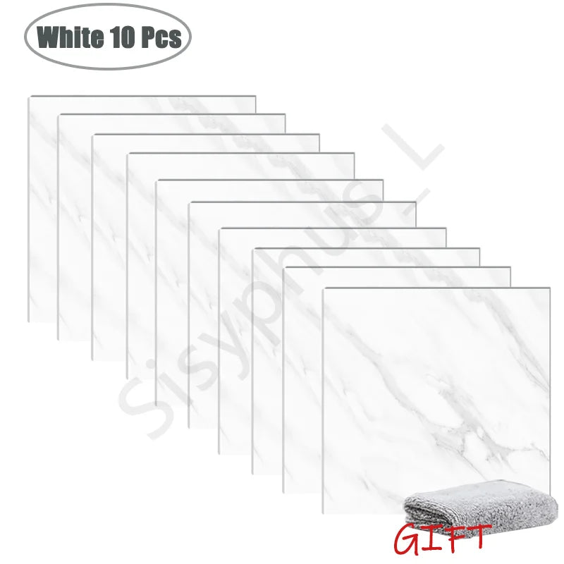 Simulated Thick Marble Tile Wall Sticker PVC Waterproof Self-adhesive Living Room Toilet Kitchen Home Floor Sticker