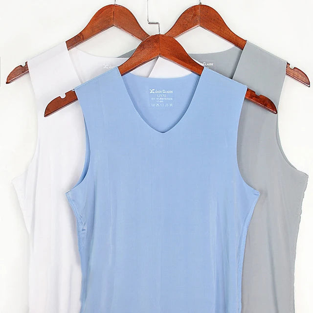 Lot de 3 slips pour homme en soie, débardeur, singlet de musculation de haute qualité, gilet sans manches ajusté, gaine amincissante, taille 5XL