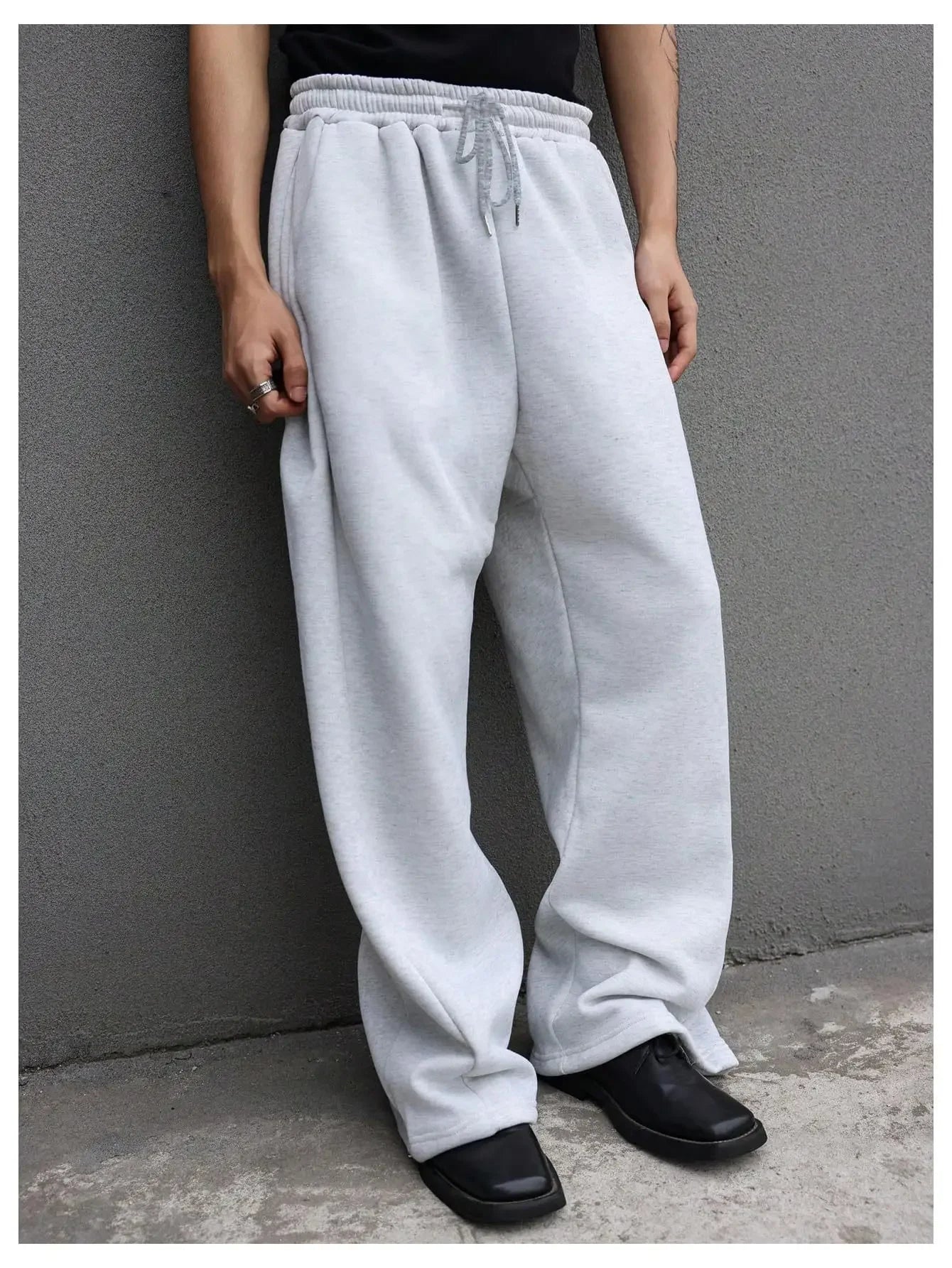 Pantalon de survêtement large Y2K Harajuku pour femmes, streetwear, ample, surdimensionné, gris, de sport, taille haute, avec cordon de serrage, décontracté