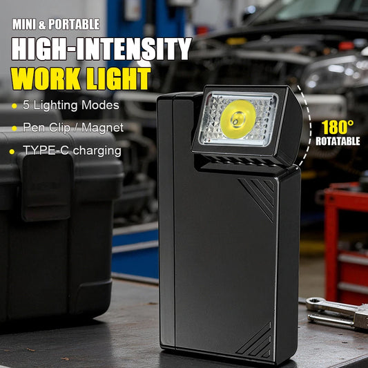LED COB Flashlight Type C Rechargeable 600LM Portable Mini Torch Pocket Lantern Flood Work Light With Magnet For Emergency