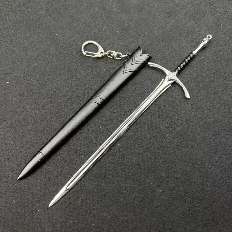 Épée de samouraï Katana en métal de 18-22 cm, arme médiévale Glamdring Aragorn Narthil, seigneur des anneaux, porte-clés, ornements, cadeaux, jouet