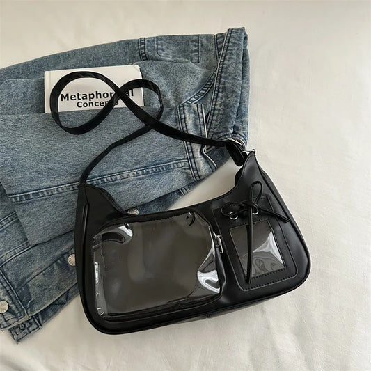 Schultertasche für die Schule weibliche japanische Designer Handtasche Geldbörse Y2k Harajuku Umhängetasche Damen koreanische transparente Tasche