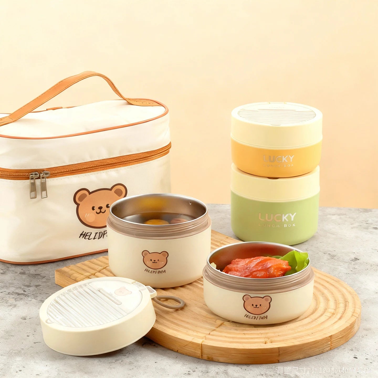 Tragbarer, auslaufsicherer isolierter 316-Edelstahl-Lunchbehälter mit Klapplöffel, Thermo-Brotdose für Kinder und Studenten, beheizbar