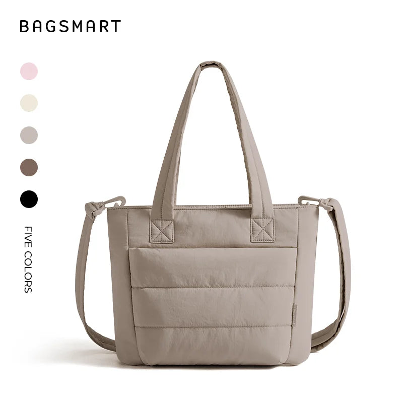BAGSMART Damen Tragetasche Gepolsterte Einzelschultertasche Große Kapazität Studenten College Umhängetasche Lässige Outdoor-Handtasche