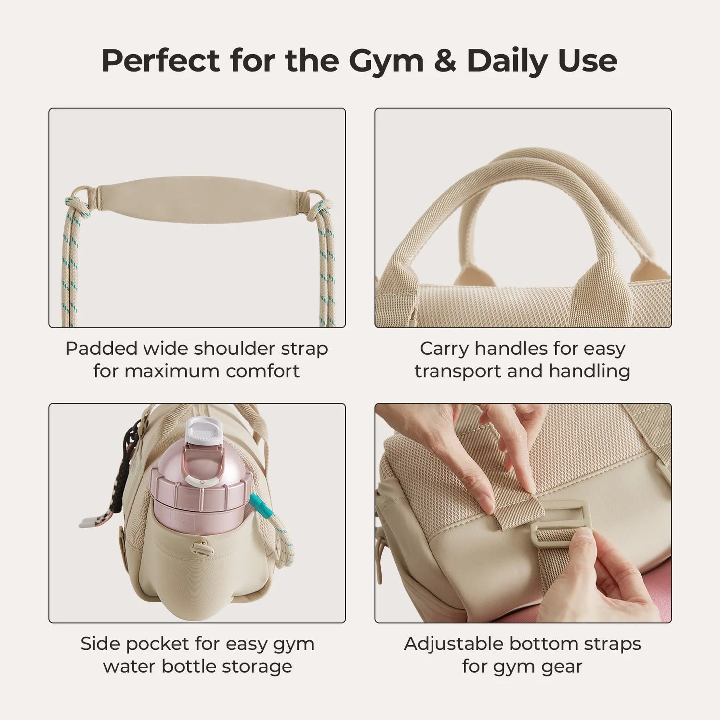 BAGSMART Boston Tasche für Damen, Mini-Reisetasche, Umhängetasche, wasserdicht, mit Nassfach, für Fitnessstudio, Reisen, Alltag, Strand, Wochenendausflug