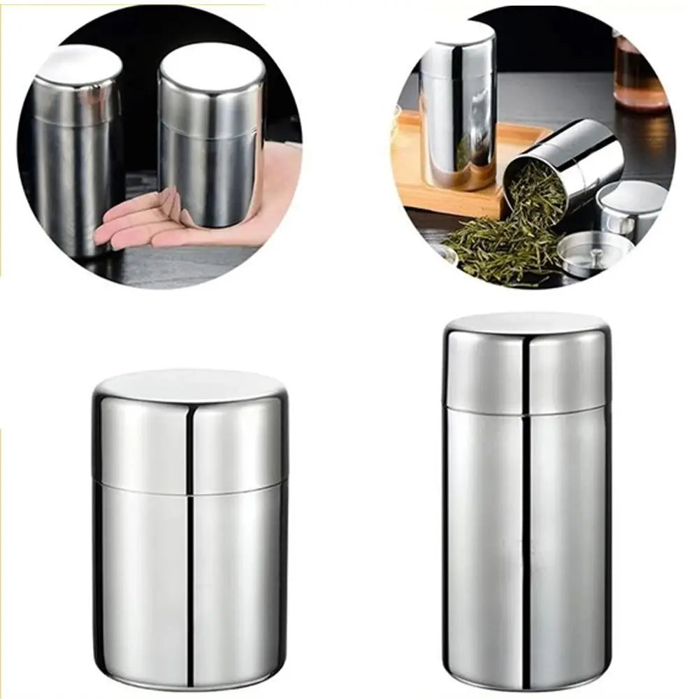 Hiqh Quality Stainless Steel Tea Tin 400ml/550ml Moisture-proof Tea Jar Large Capacity Sealed Tea Can for Home&Travel