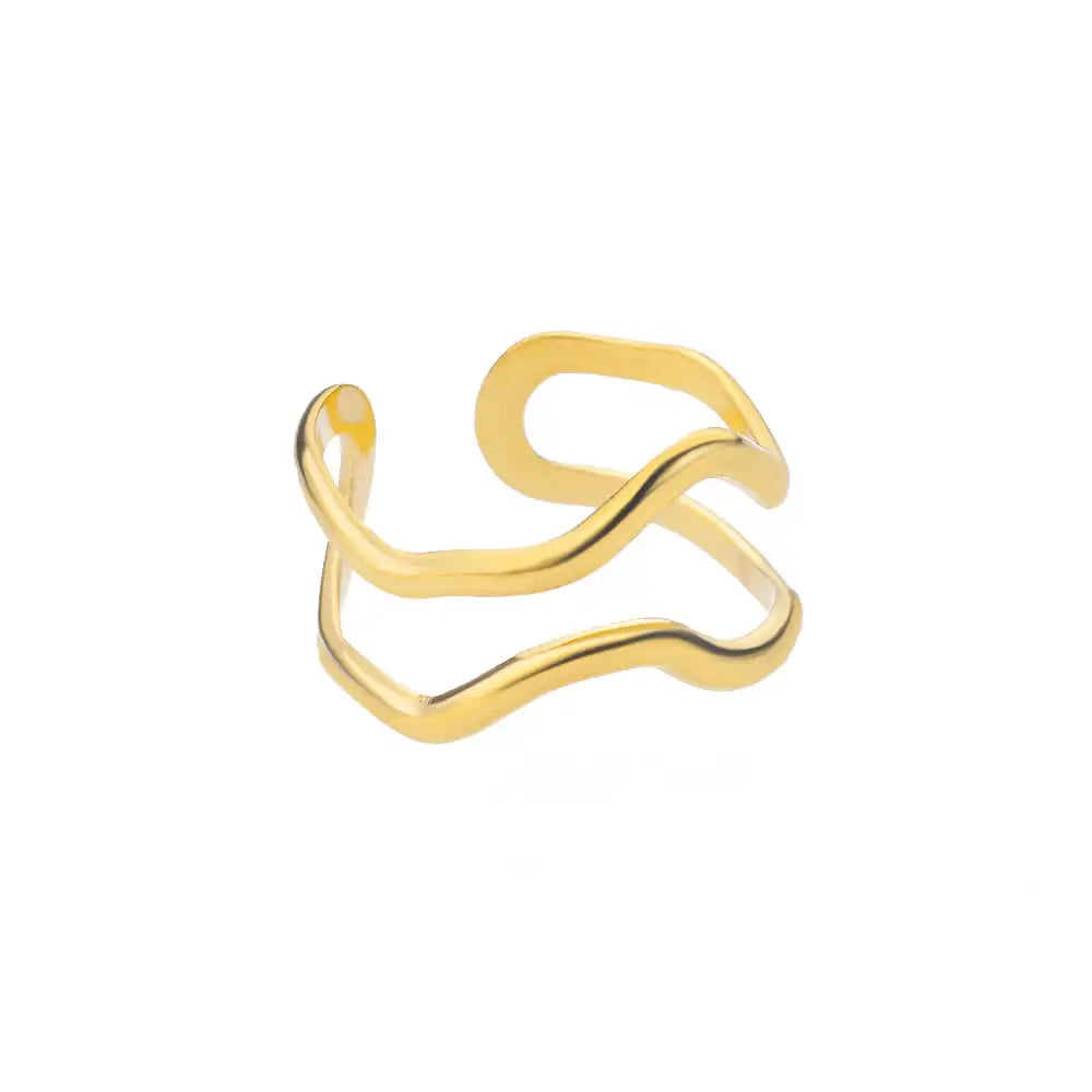 Edelstahlringe für Damen 2024 Trend Offener Goldfarbener Doppelperlenring Hochzeit Ästhetischer Schmuck Paar Geschenk anillos