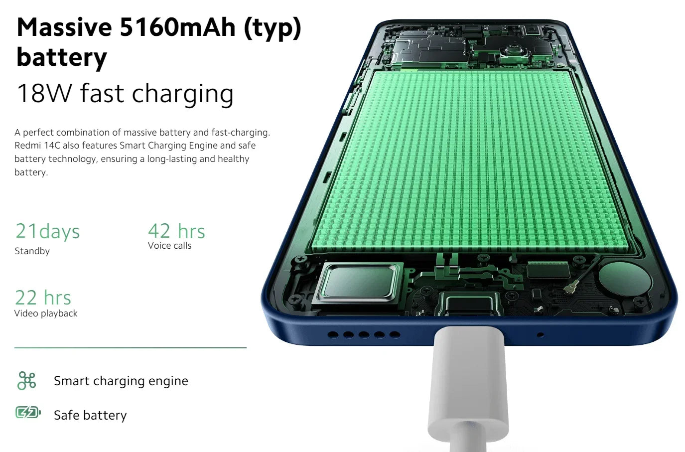Global Version Xiaomi Redmi 14C Immersion 6.88'' 120Hz Display 50MP AI Dual Camera Massive 5160mAh Battery 18W Fast Charging