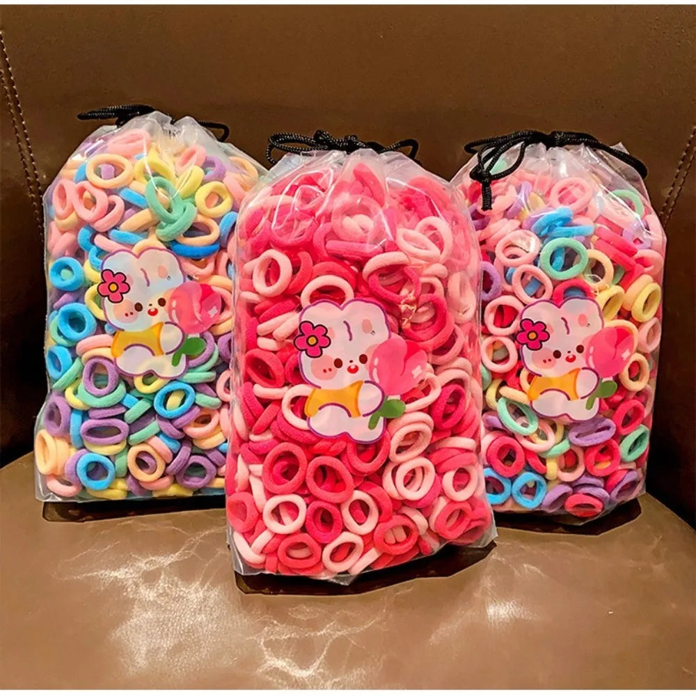 Lot de 100 bandeaux pour enfants marron et noir, mini élastiques mignons, corde à cheveux couleur bonbon, anneau à cheveux coréen sans danger, couvre-chef pour enfant
