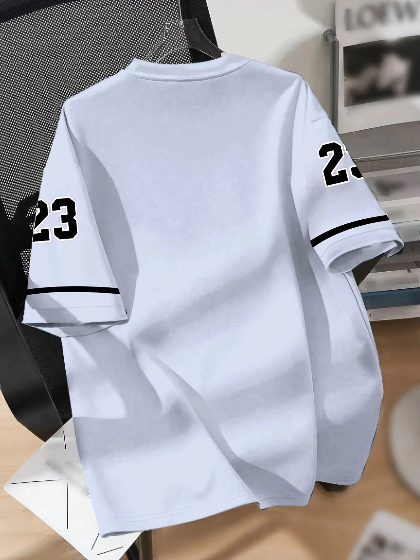 Herren Los Angeles 23 Basketball Trikot V-Ausschnitt Kurzarm Freizeit- und Sport-T-Shirt mit Digitaldruck
