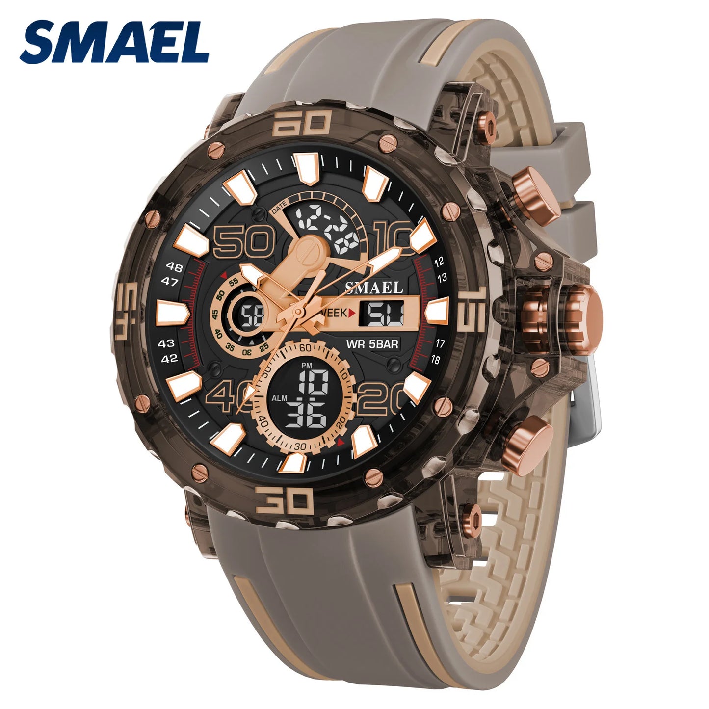 Montres Militaires Hommes Montre 2025 Nouvelle 50M Étanche Chronomètre Alarme Lumière LED Montres Digitales 8136 Montre Sport Homme