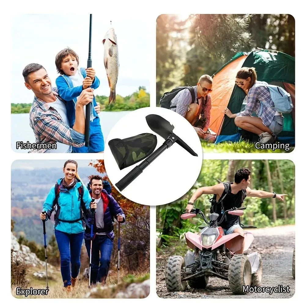 1 pelle pliante multifonction, outils de jardinage, mini-pelle télescopique à neige pour le camping, bêche pliable agricole d'extérieur pour le camping