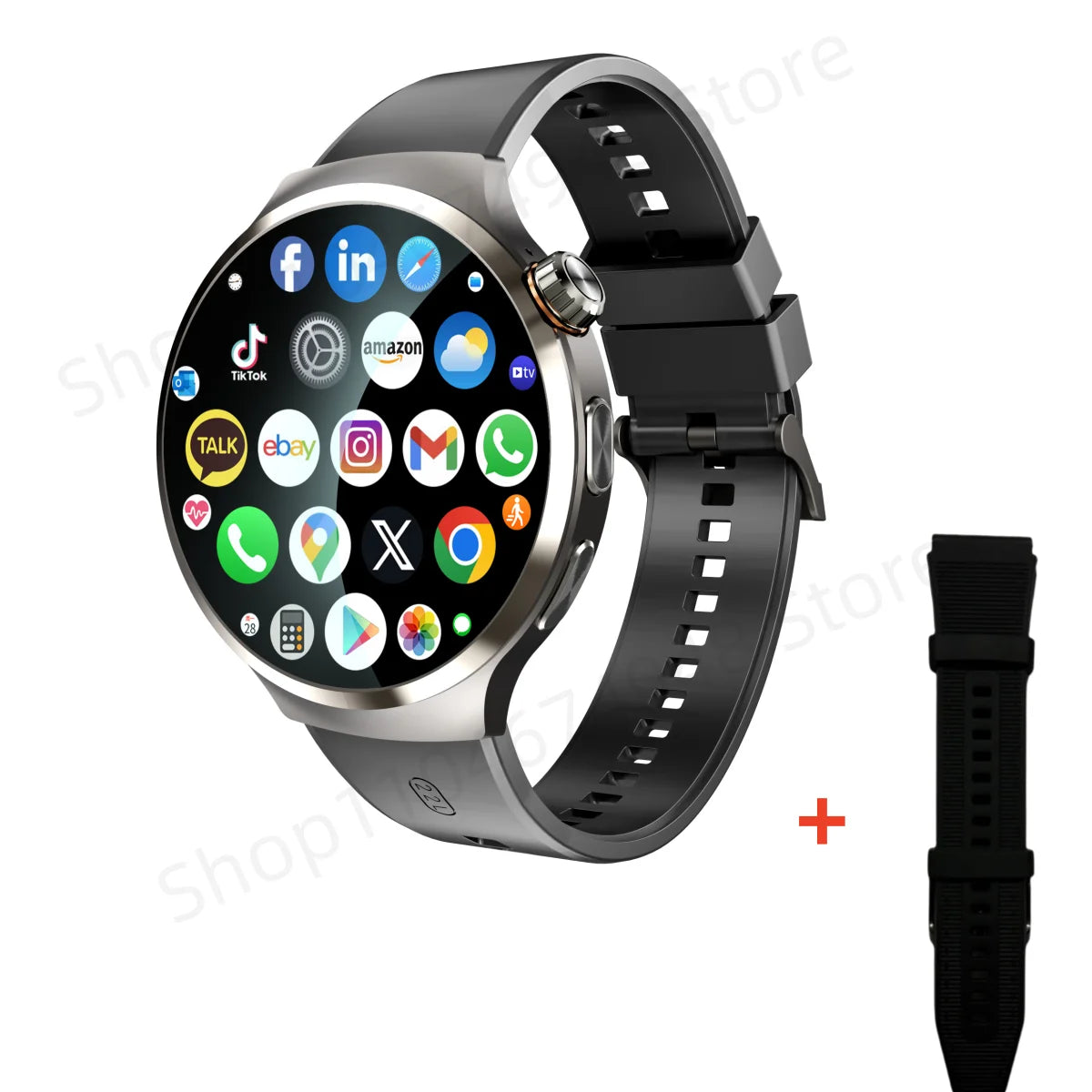 Montre intelligente 4G/5G Full Netcom 1,98 pouces Amoled avec caméra rotative à 210°, Android 13.0, double système GPS, batterie 1900 mAh