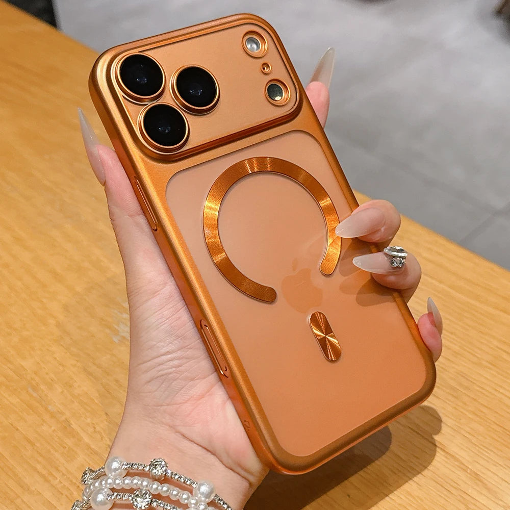 Coque Magnétique Translucide Mate de Luxe pour iPhone 17 Pro Max 17Pro 17 Air Pour Magsafe Recharge Sans Fil Protection Caméra
