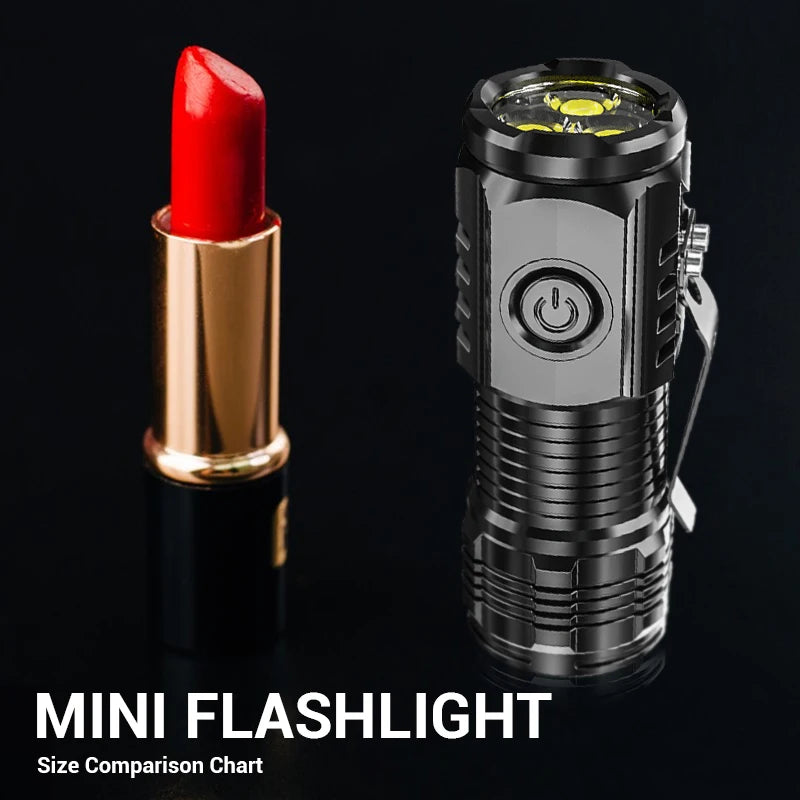 Tragbare Mini-LED-Taschenlampe Leistungsstarke 3*Docht Kleine Taschenlampe USB Wiederaufladbare Starke Lichtlaterne Superhelle Kappenclip-Lampe