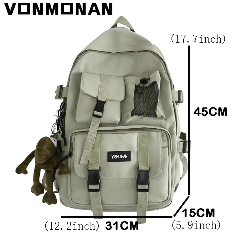 Mehrere Taschen Rucksack Herren Segeltuch Schnalle Designer Tasche Teenager Laptop Rucksäcke Studenten College Schultaschen Für Frauen