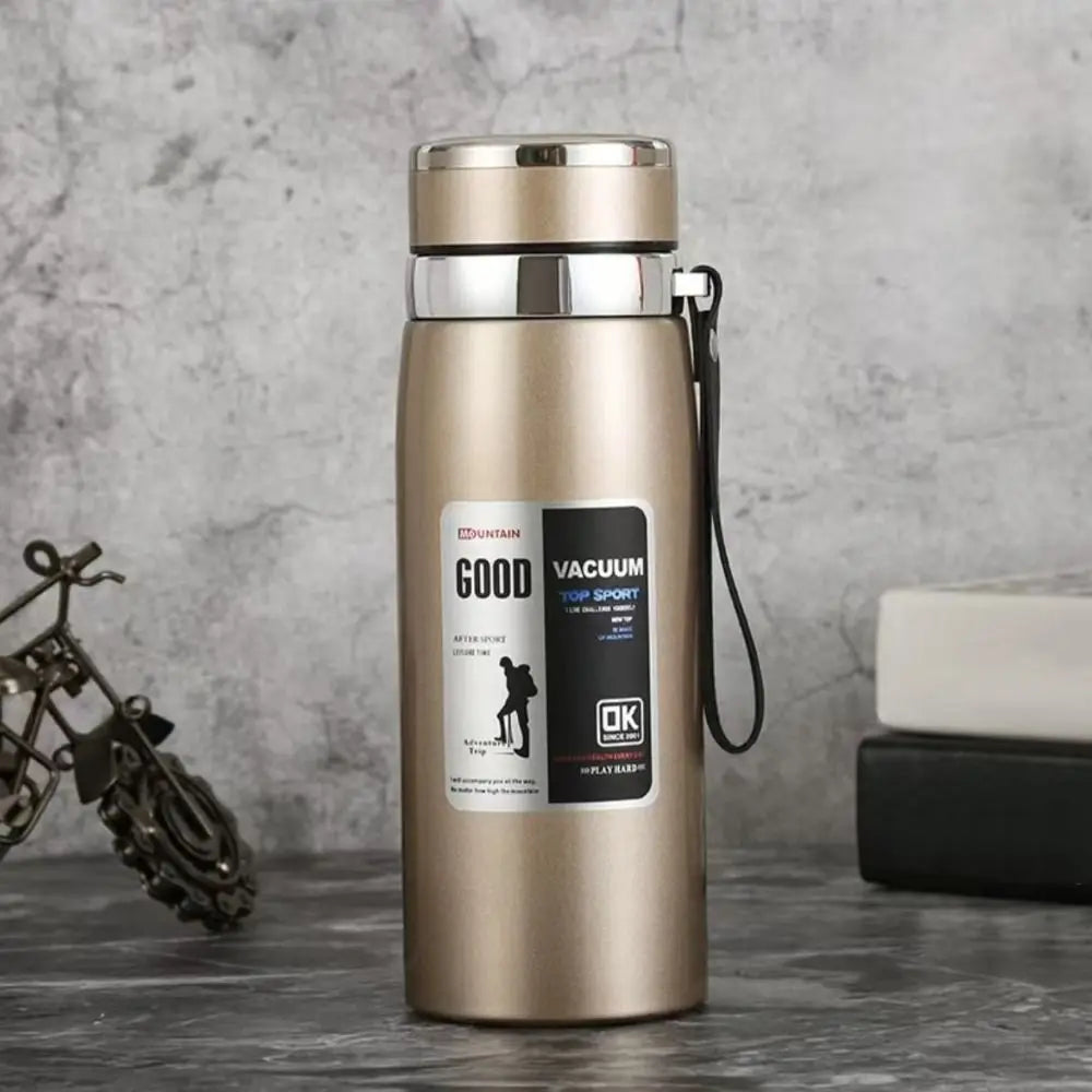 800/1000ml Sport-Thermosflasche, groß Fassungsvermögen, Edelstahl, tragbare Vakuumflasche, auslaufsicher mit Aufhängeband