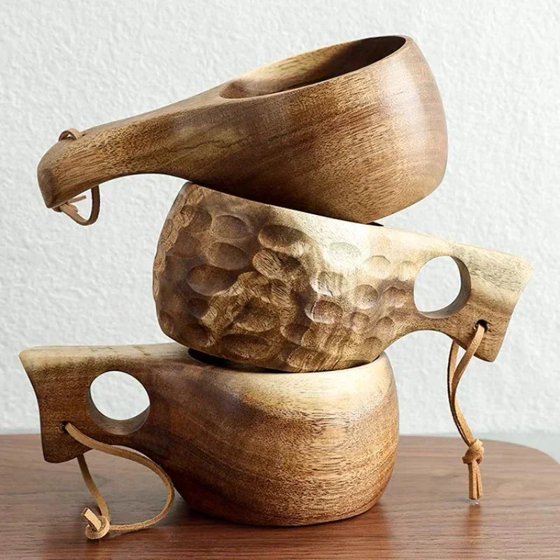 Holz Finnland Tasse Kreativ Outdoor Camping Reise Holzbecher Nordischer Stil Handgemachte Milch Kaffee Bar Bierkrüge