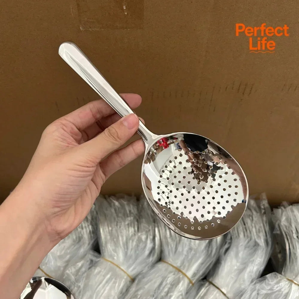 Stainless Steel Soup Ladle Long Handle Slotted Spoon Fruit Food Scoop Kitchen Tablespoon Cooking Utensils For Serving Straining