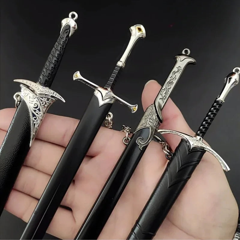 Épée de samouraï Katana en métal de 18-22 cm, arme médiévale Glamdring Aragorn Narthil, seigneur des anneaux, porte-clés, ornements, cadeaux, jouet