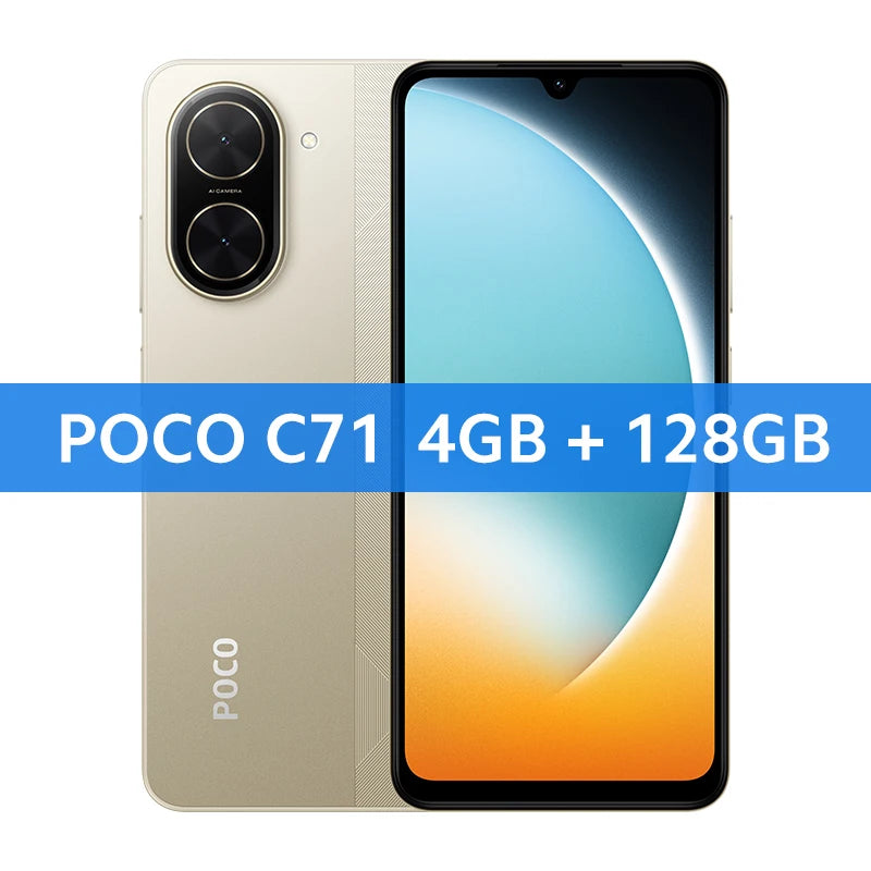 Global Version POCO C71 UNISOC T7250 Processor Immersive 6.88" Display 32MP Al Dual Camera 15W Charging 5200mAh Battery