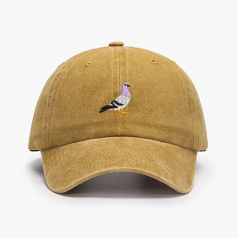 Casquettes de baseball vintage brodées motif Pigeon Printemps Hommes Femmes Chapeau de soleil délavé Pare-soleil Sport Pêche Chapeau de papa