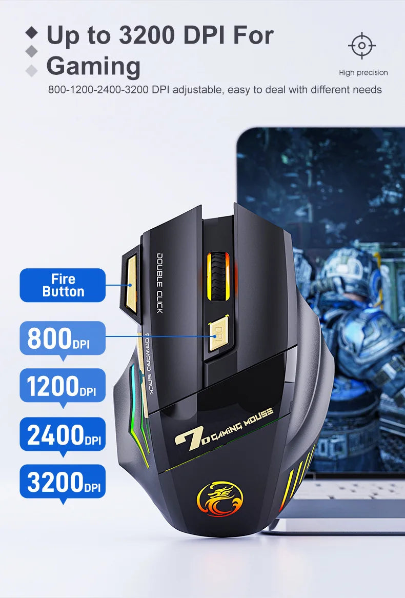UTHAI GW-X7 Laptop Zubehör 7-Tasten Double Tap Free 2.4G Silent Wiederaufladbare Bunte Atmende Licht Drahtlose Gaming Maus