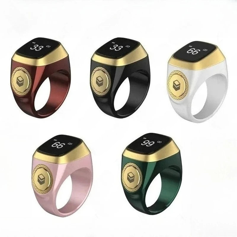 Bague de Zikr Intelligente IQibla 2025, Tasbih de Louange, Compteur Numérique Électronique pour Musulmans, Rappel de Prière par Vibration, Étanche